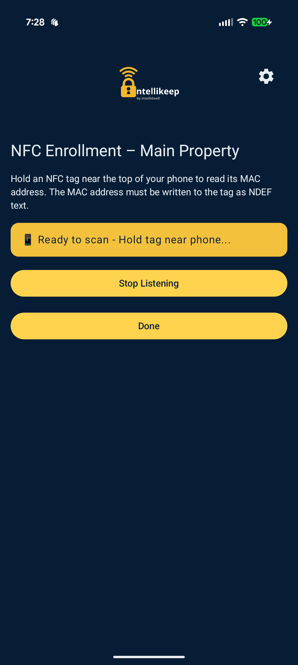 NFC Enrollment Dialog